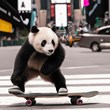 AI-generated image of a panda bear riding a skateboard